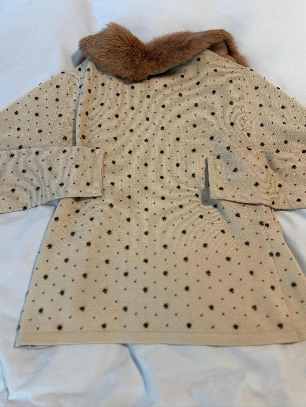 Vintage Gazeba Women’s Beaded Cardigan Fur Collar Size Small ITALY 100% Wool - Picture 11 of 12